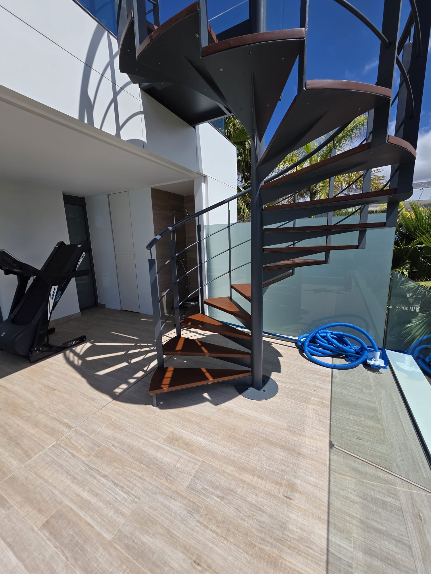 Spiral staircase by the gym